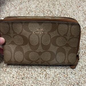 Coach Tan Monogram Zip Wallet